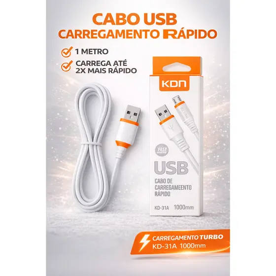 Cabo carregador kaidi, Carregamento Rápido micro USB/ IPhone/ Tipo C