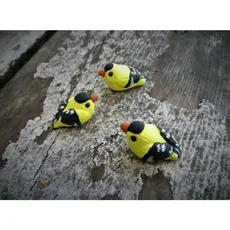 Kit 3 mini passarinhos pintassilgo miniaturas de terrário micro paisagem de jardim