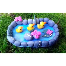 Mini lago de patos com pedras lago realista para decoração de jardim terrário jardins de fadas