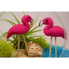 Kit 2 mini flamingos realistas decorativos mini jardins ornamentais terrário
