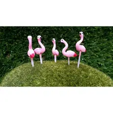 Kit 5 mini flamingos decorativos miniaturas de jardim verde terrário