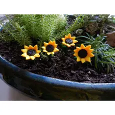 Kit 4 mini girassóis decorativos para terrário vaso de plantas