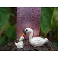 Miniatura de cisne mini decoração de jardim terrário cenários landscape cisne branco com filhote decorativos