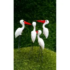 Kit 4 mini garças decorativas para jardim terrário