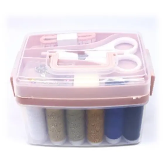 Kit Costura - Maletinha Rosa - Portátil com Acessórios | Linha, Tesoura, Agulhas, Maleta Compacta