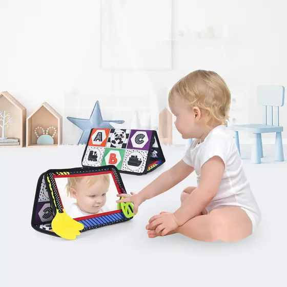 Bebê Barriga Tempo Brinquedos Espelho De Chão Sensorial Preto E Branco AltoContraste Cedo Educacional Pendurado Brinque