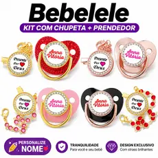Chupeta de bebê em formato plano, incluindo clipe de chupeta