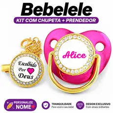 Chupeta plana para bebê, adequada para 0-6 meses, personalizada com nome/foto, incluindo clipe