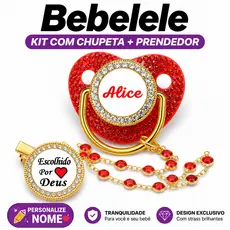 Chupeta vermelha para bebê, personalizada com nome/foto da menina, inclui prendedor de chupeta