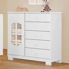 Cômoda Diamante 100% MDF 5 Gavetas 1 Porta