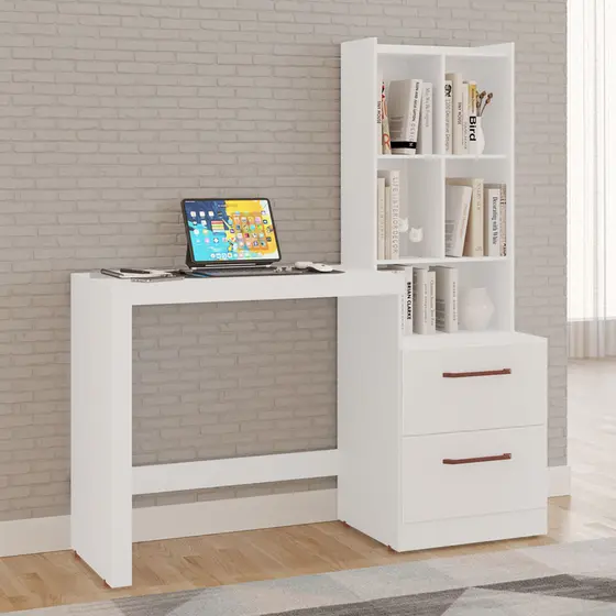 Escrivaninha Côme 100% MDF 2 Gavetas 5 Nichos Estilo Colméia