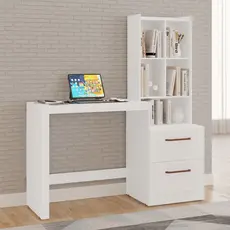 Escrivaninha Côme 100% MDF 2 Gavetas 5 Nichos Estilo Colméia