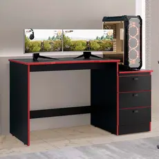 Mesa Gamer Pro 100% em MDF 3 Gavetas Kit pés