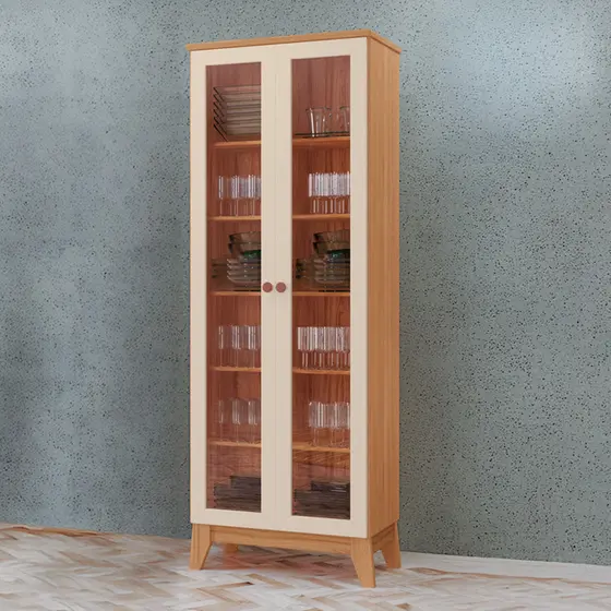 Cristaleira Braga 100% em MDF com 2 portas e kit pés