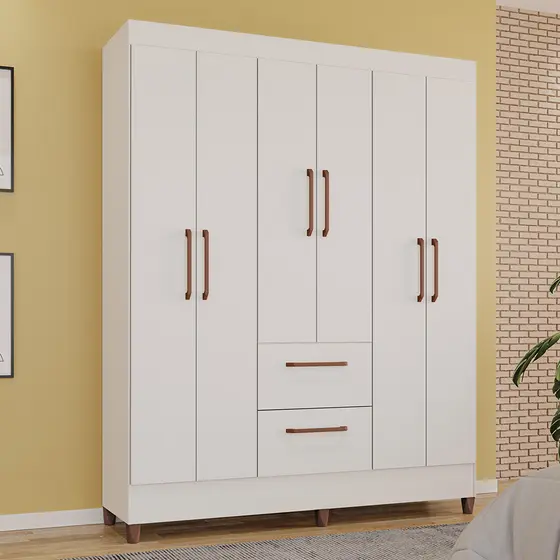 Guarda-Roupas Brilho 100% MDF 6 Portas 2 Gavetas