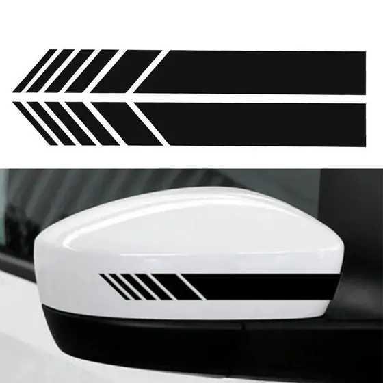 Adesivos Tuning Retrovisor Carro - Kit 2 Faixas Esportivas em Vinil Premium