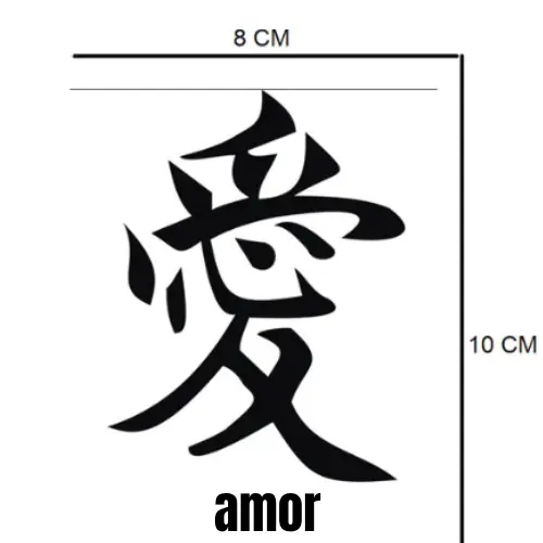 Adesivo Significado Amor 10x8cm - Ideograma Japonês Recorte | Para Carro, Moto, Notebook
