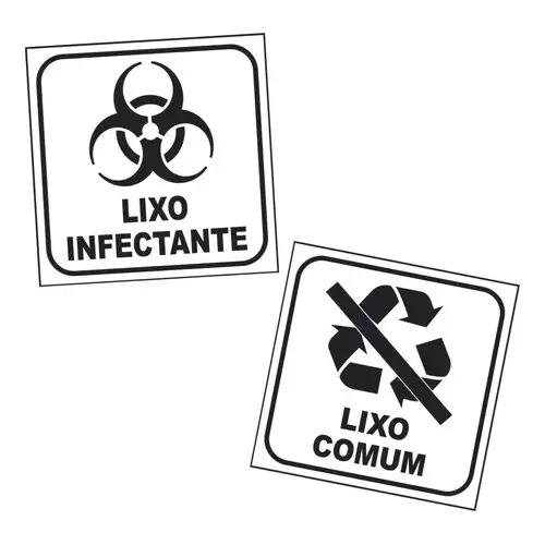 Sinalização Adesiva para Lixeiras: Lixo Infectante e Comum - Vinil 12x12cm