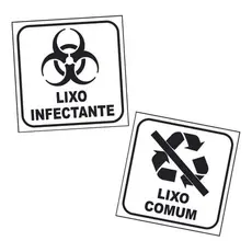 Sinalização Adesiva para Lixeiras: Lixo Infectante e Comum - Vinil 12x12cm