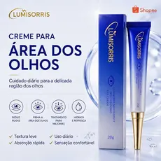 Creme para Área dos Olhos para Mílias Olheiras Bolsas Ácido Hialurônico  Uso Diário Textura Leve 20g