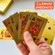 Baralho Dourado Dollar Folheado a Ouro à Prova D’Água – Cartas de Poker, Truco e Jogos de Festa