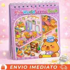 Caderno Adesivo 3D Capivara 8 Cenários – Brinquedo Educativo, Relaxante para Crianças