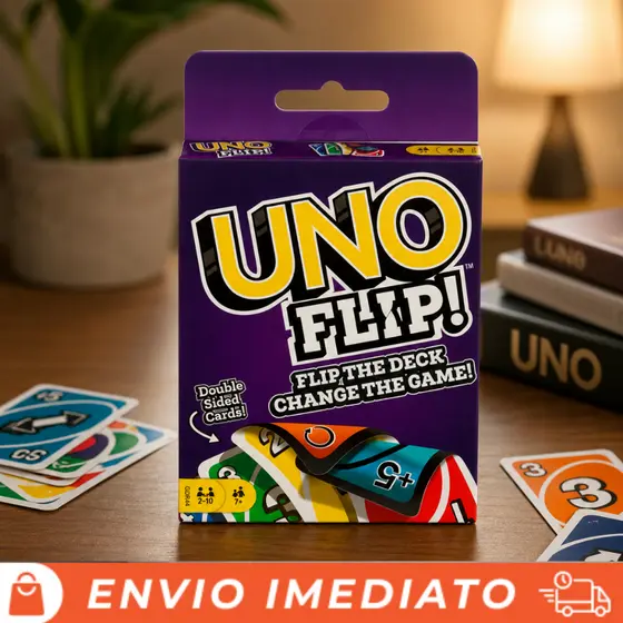 UNO Flip Jogo de Cartas Dupla Face Baralho Estratégico 2 a 10 Jogadores