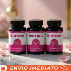 Kit 3 Frascos Biotina Vitamina Fortalecedora para Cabelo, Pele e Unhas