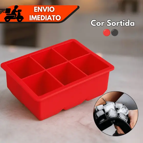 Formas Grandes de Gelo em Silicone 6 Cubos Whisky Drinks  Chocolate Gelatina - Atacado