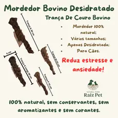 Mordedor Natural para Cães Trança de Couro Bovino Desidratado - Petisco Natural Resistente - Auxilia na Limpeza Dental