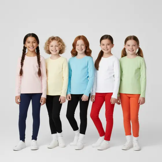 Kit 5 Calças Legging Infantil Juvenil Feminina de Cotton para Menina com Cores Lisas e Conforto