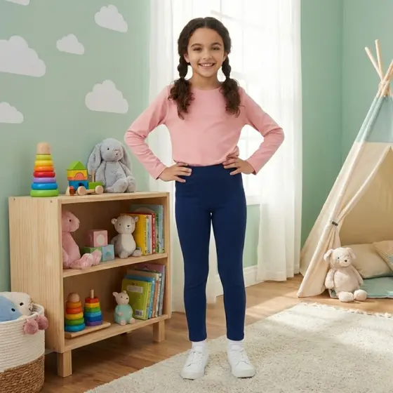 Kit 3 Calças Legging de Cotton para Menina Infantil Feminina Tamanhos do 2 ao 12 Cores Sortidas