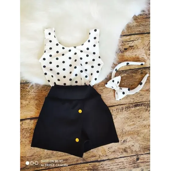 Body+ShortSaia+Gigolete (0 a 5 anos) conjunto bolinha Só Hoje! promoção infantil