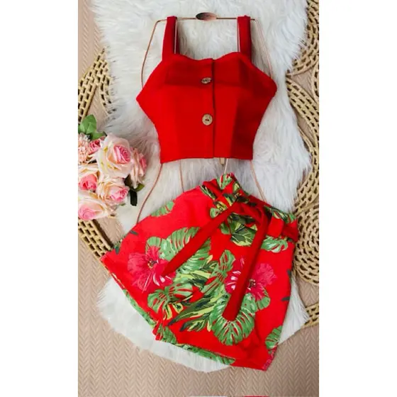 Short+Blusa+Laço (34 a 56) MACIO! Só hoje Plus Size e modinha