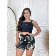 Conjunto Preto Deluxe (34 a 56) Botão de coco Só Hoje! Conjunto feminino plus size e modinha promoção