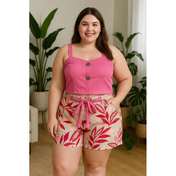 Conjunto Plus + (34 a 56) modinha Família Só hoje! Promoção conjunto Plus size