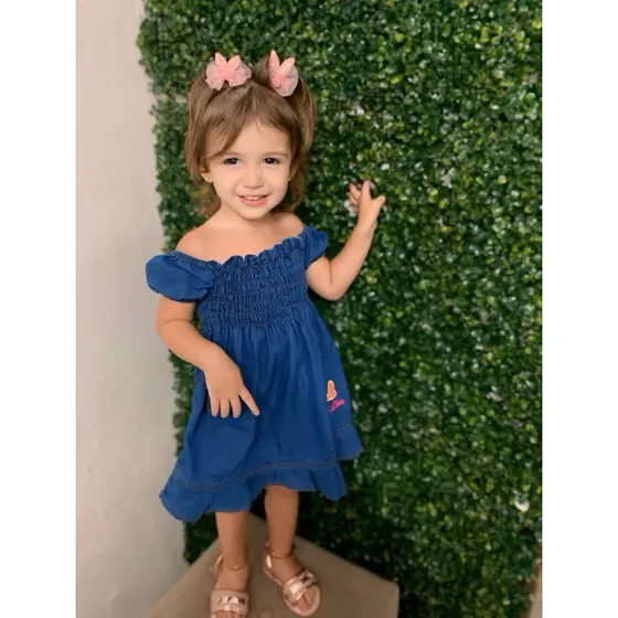 Vestido JEANS Infantil (0 a 5 anos) Jardineira Masc LINDA Promoção Só Hoje!