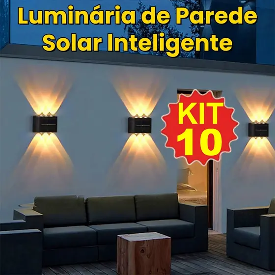 Até 10 Arandelas Solares Externas Impermeáveis, Liga À Noite/Desliga de Dia Automático, Duração de 12h ou 2h, Luz Quente