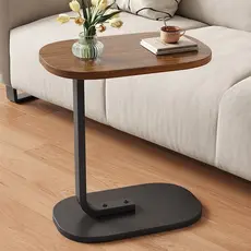 haosin Mesa Lateral Para Sofá, Mesa de Cabeceira, Escrivaninha Com Tampo de Madeira e Pés de Metal; Resistente e Prática