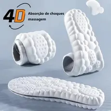 Palmilhas Esportivas 4D de Látex Confortáveis Suporte Anatômico Antiderrapante