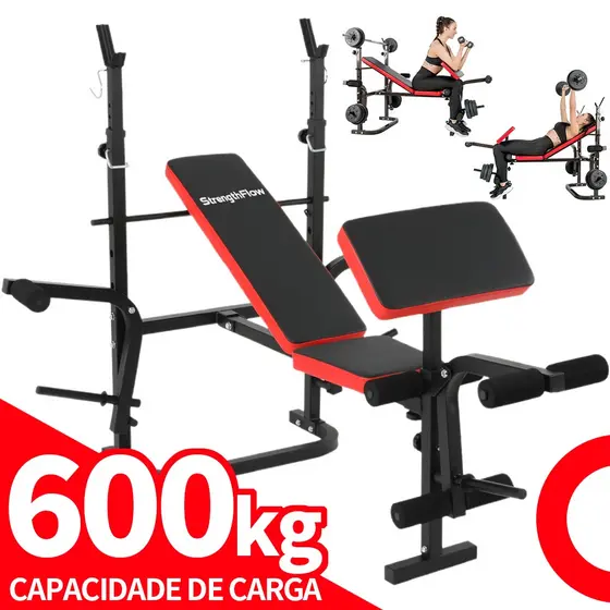 Estação de Musculação Banco para Supino com Encosto Ajustável