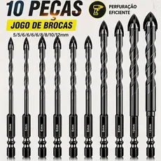 kit 10 brocas de carboneto triangular titânio profissionais 5-12mm para fura tudo