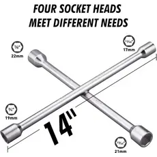 Chave De Roda Cruz Universal 17x19x21x23 em Aço Resistente com Compatível Todos Veículos Nacionais