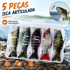 Kit 5 Isca Artificial Lambari 10 cm + Estojo Tucunaré Dourado Traíra Robalo Pesca Peixe Meia Agua