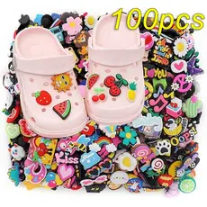100 pçs Cross-Border venda quente buraco diy sapatos mistos acessórios de flores chinelos sapato fivela sapatos