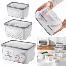 Kit 3 Organizadores Potes Hermetico Geladeira 850ML/1750ML/3300ML Alimentos Vegetais