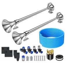 Kit De Buzina De Ar Elétrica 24V Para Caminhões/Ônibus , Trompetes Duplos Super Altos De 130 dB , Conjunto Completo De I