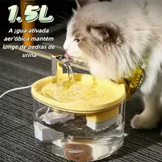 Bebedouro Automático para Gatos e Cães: Circulação de Água com Filtro de 1,5 Litro e Base Segura