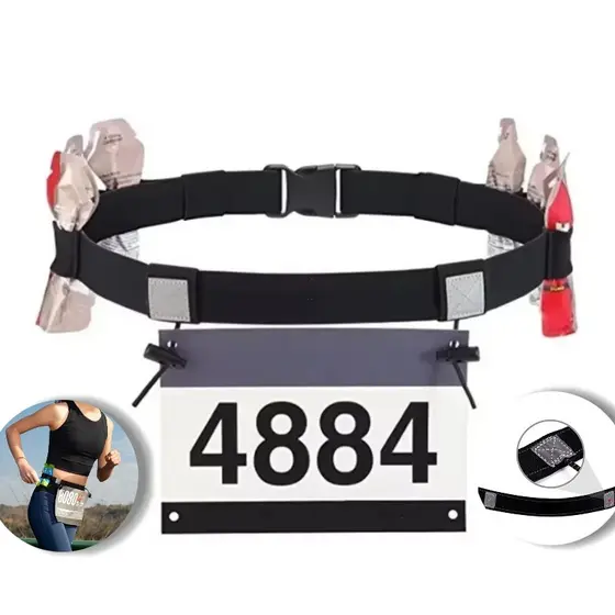Cinto Porta Número Para Corrida Triathlon Ciclismo Gel Carb Up Elástico Refletivo