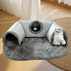 Cama de túnel para gatos 2 em 1 com cama removível para gatos de até 4 kg-Casa confortável e divertida